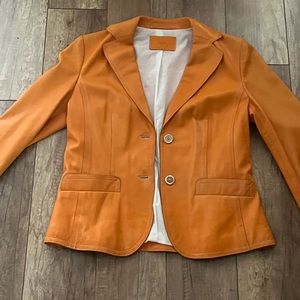 retro leather feel blazer